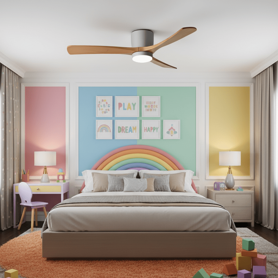 Moderner Deckenventilator Nordischen Stil mit 3 Flügeln und LED-Beleuchtung