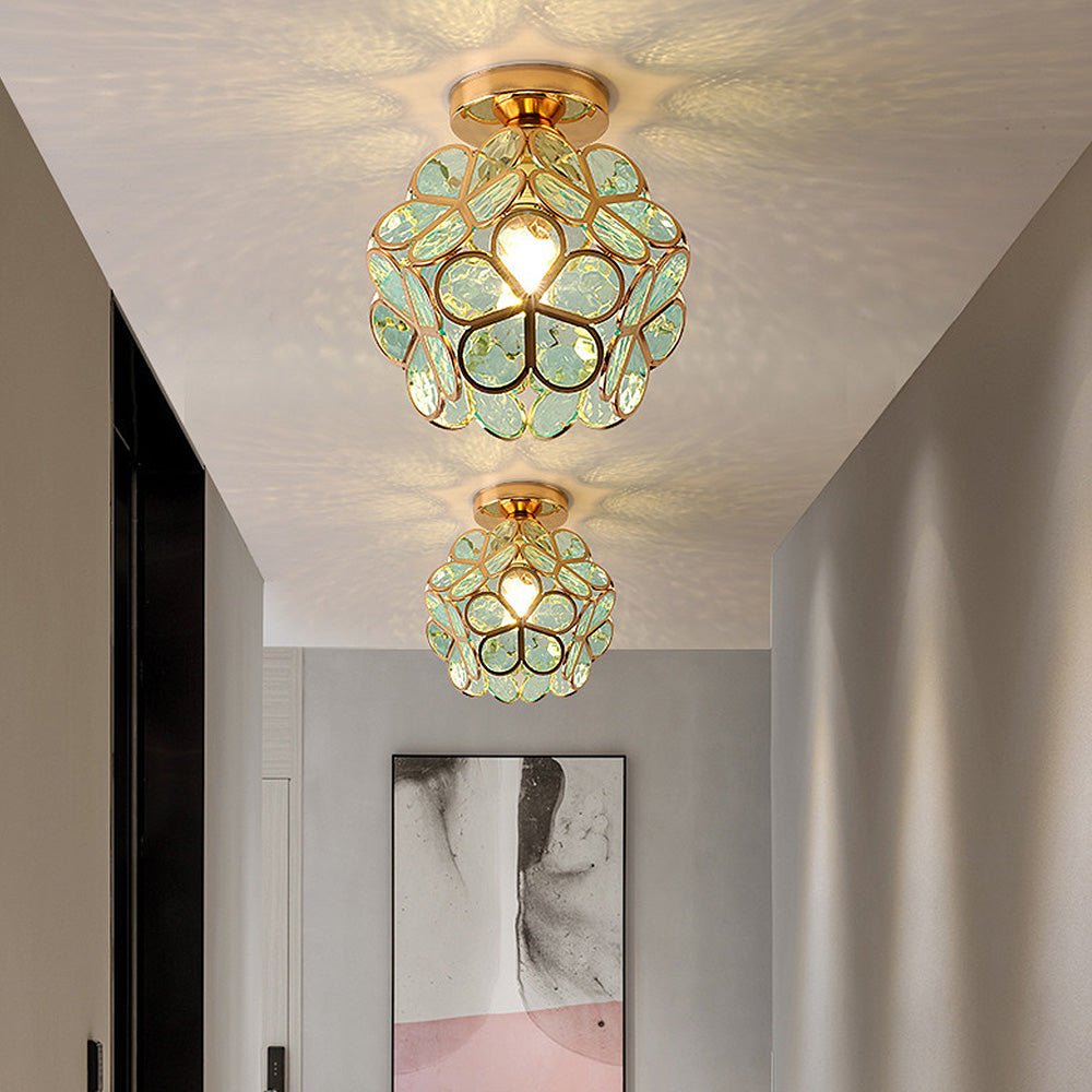 Dekorative Deckenleuchte Mit Glasblumen