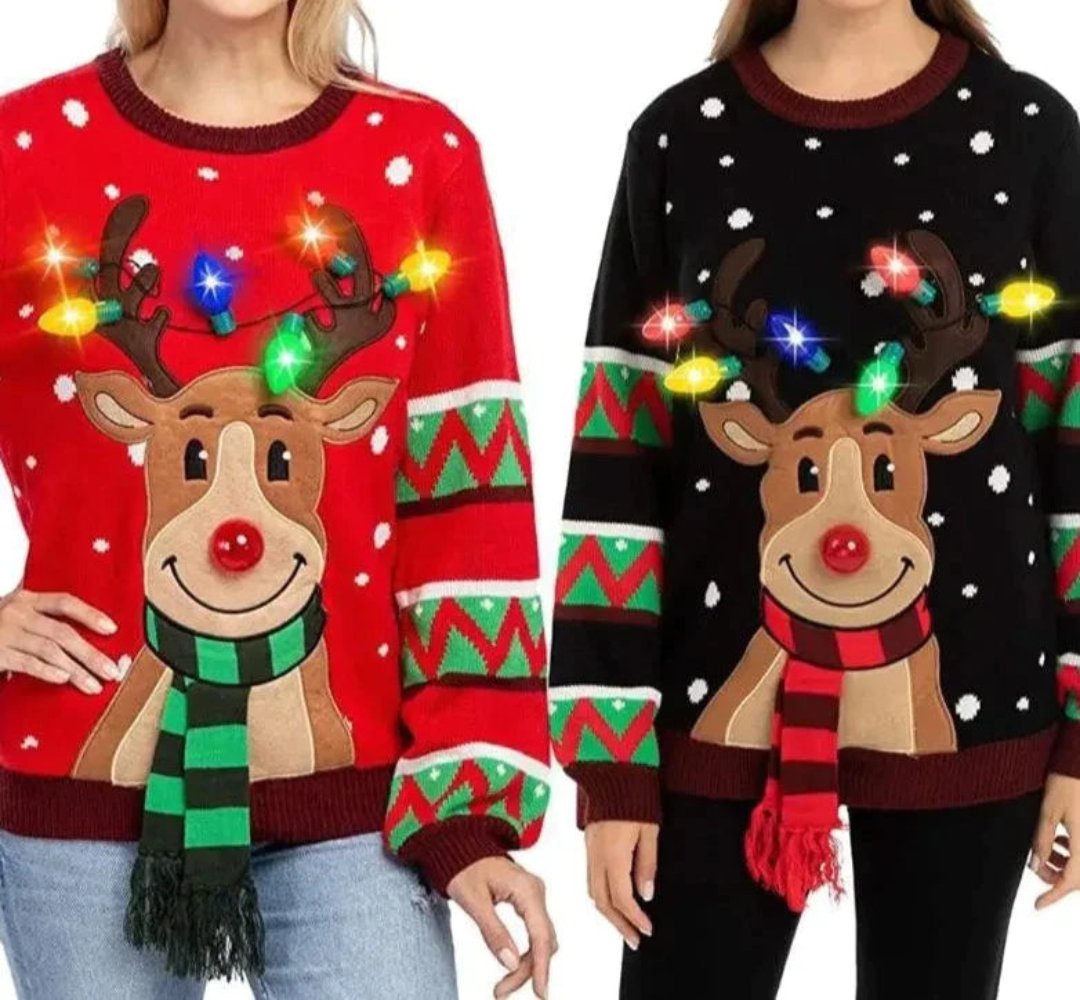 FestLights - Weihnachtspullover mit LED & Rentier-Motiv für die Feiertage