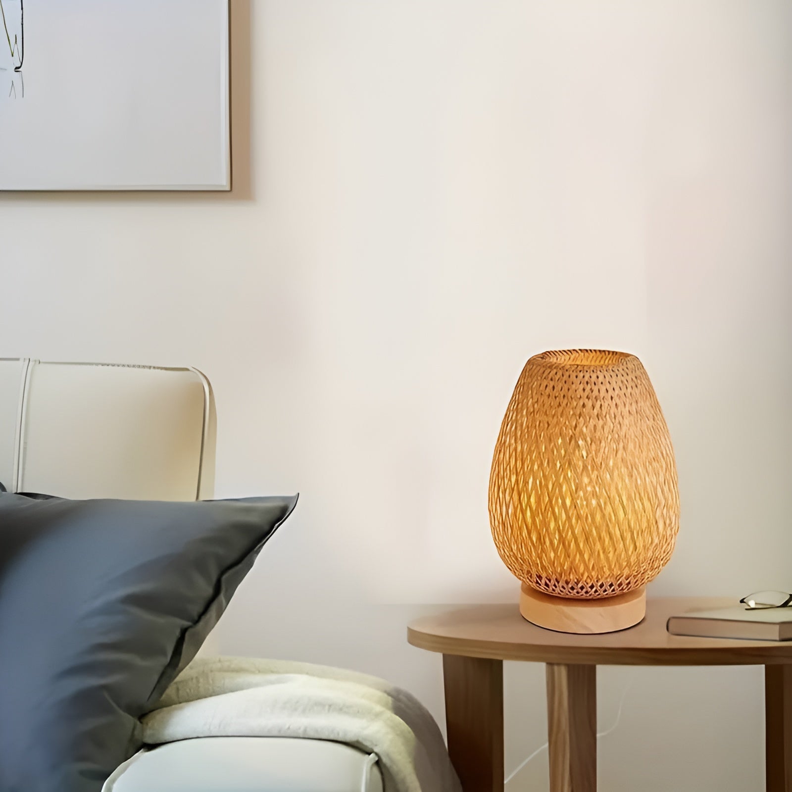 EcoGlow - Energiesparende USB-Bambus Tischlampe für Schlafzimmer & Wohnzimmer
