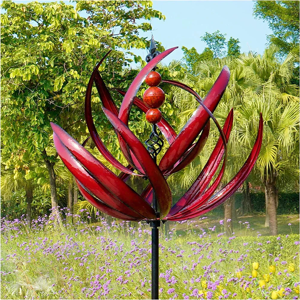 WindSphere – Windmühlen Gartenskulptur aus Metall für stilvolle Outdoor-Deko