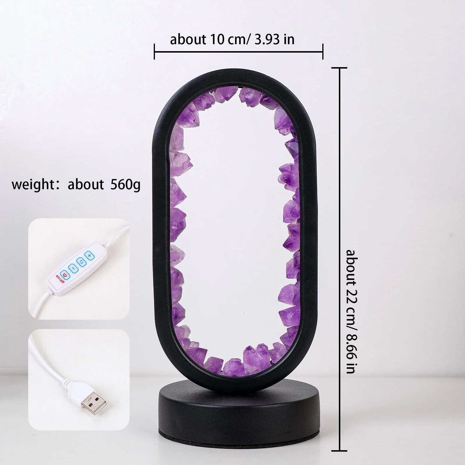 LumiGlow - Natürliche Amethyst-Lampe mit entspannender Lichtquelle für ruhige Atmosphäre