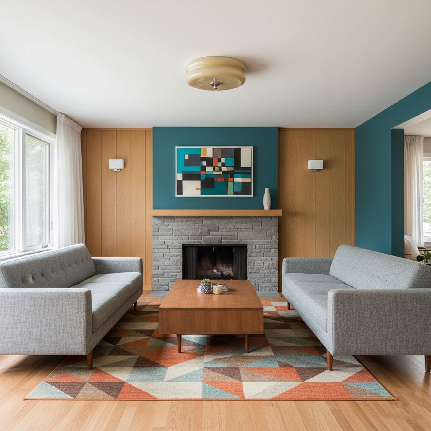 Vintage Deckenleuchte in Creme Rund