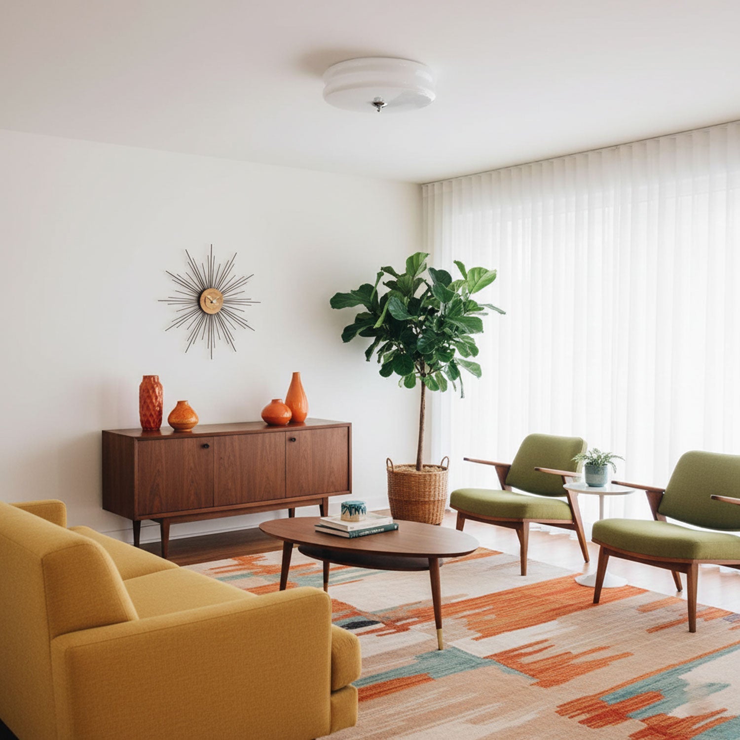 Vintage Deckenleuchte in Creme Rund