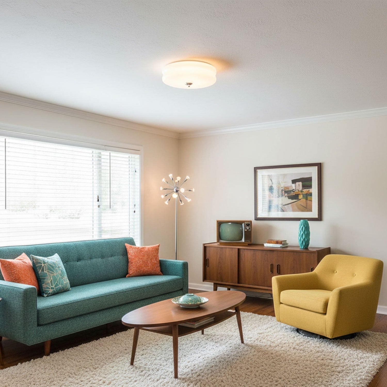 Vintage Deckenleuchte in Creme Rund