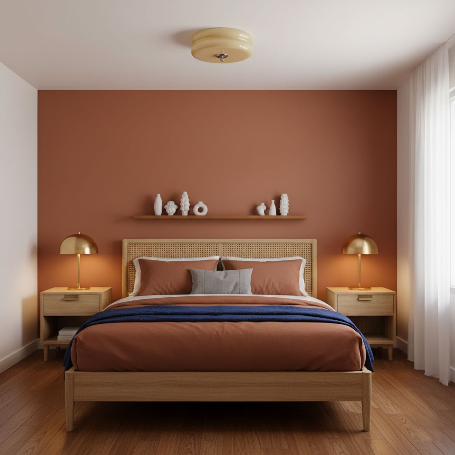 Vintage Deckenleuchte in Creme Rund