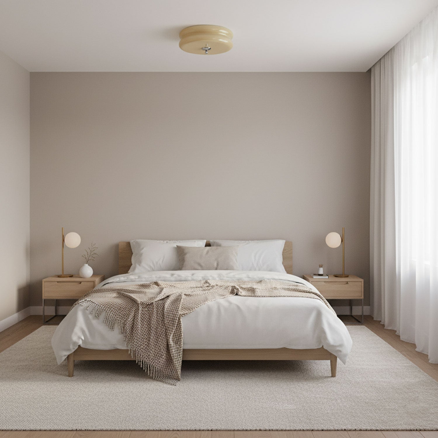 Vintage Deckenleuchte in Creme Rund