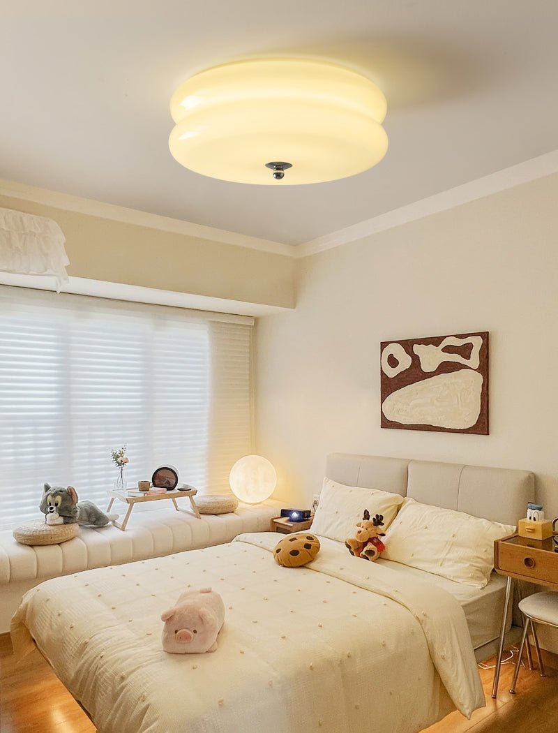 Vintage Deckenleuchte in Creme Rund