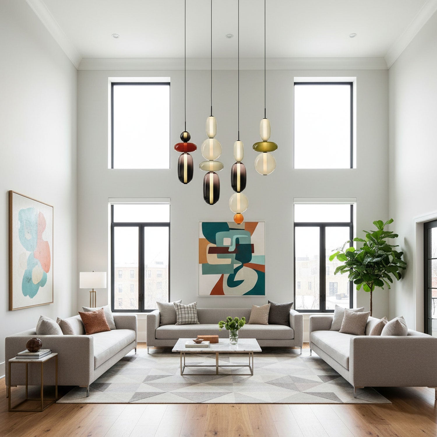 Moderne Pendelleuchte Kandierten Kieselsteinen Stil