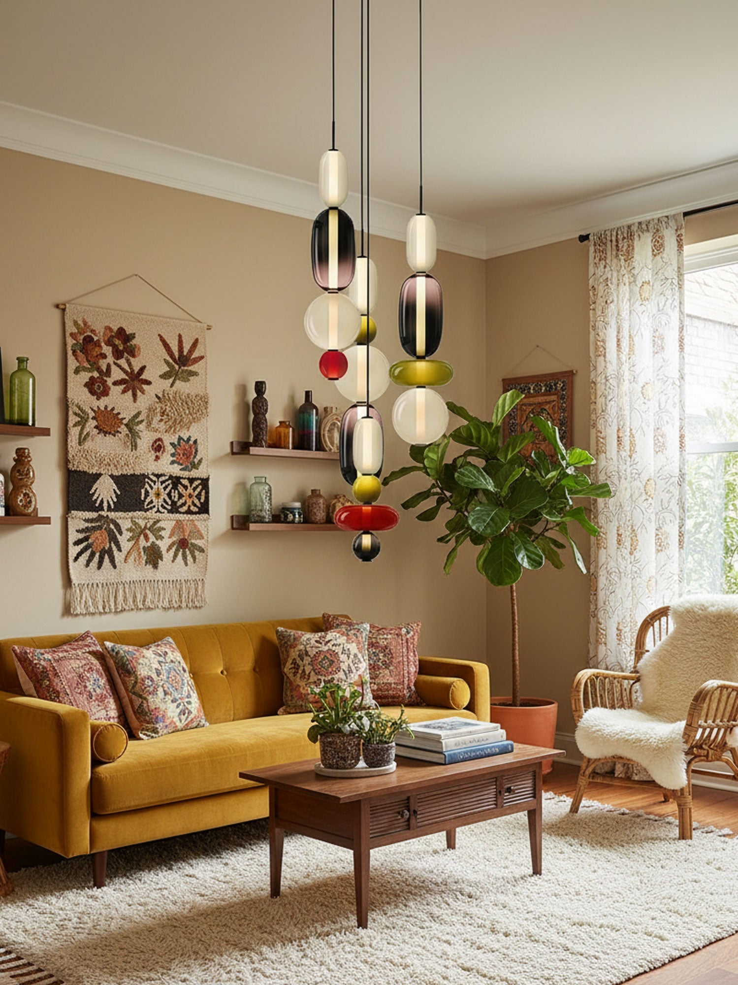 Moderne Pendelleuchte Kandierten Kieselsteinen Stil