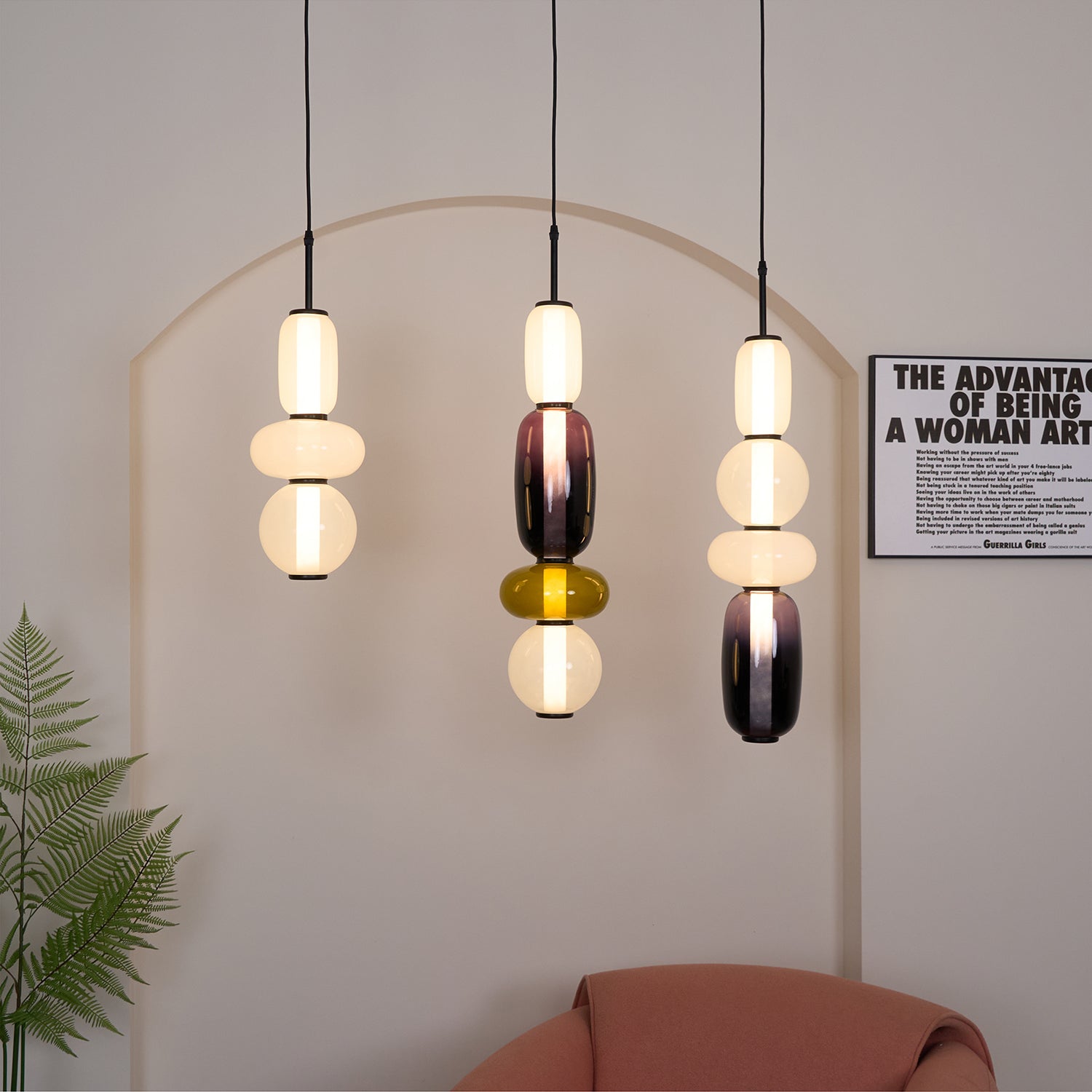 Moderne Pendelleuchte Kandierten Kieselsteinen Stil