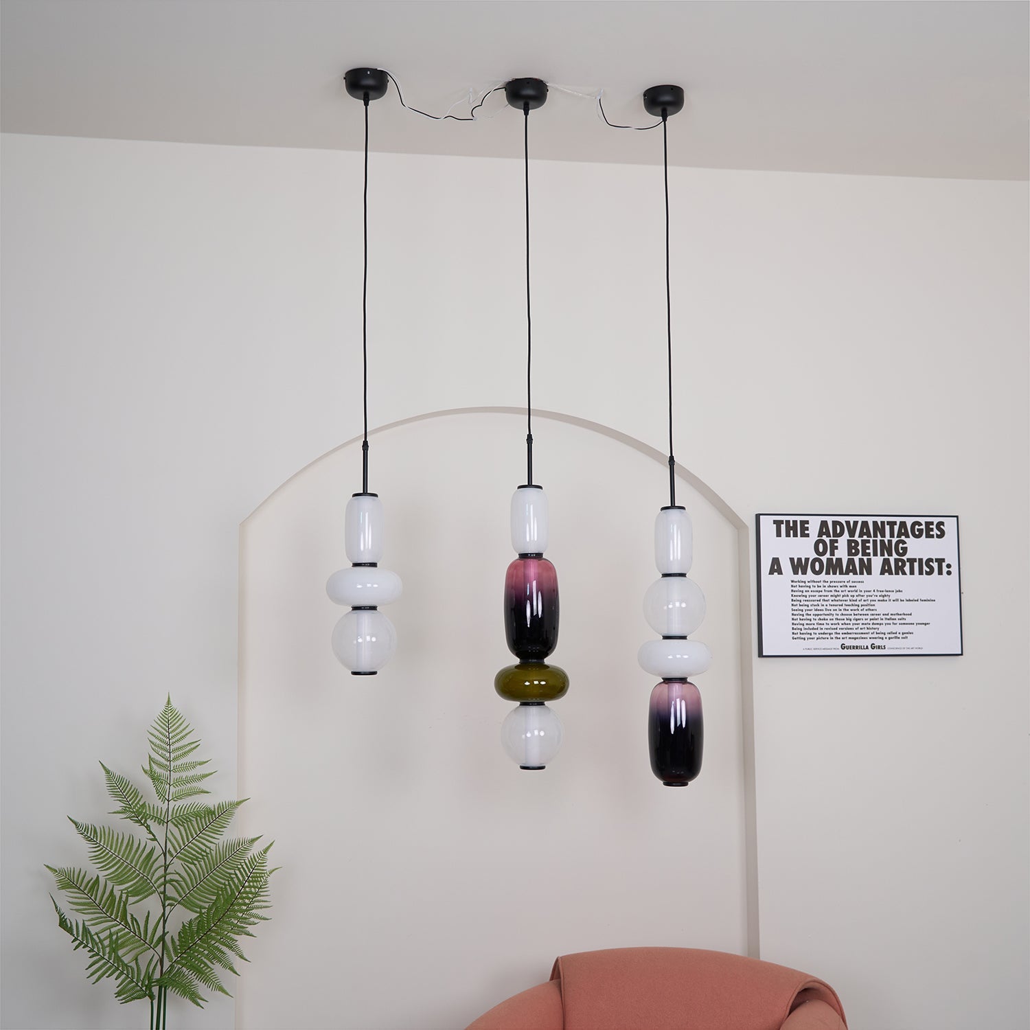 Moderne Pendelleuchte Kandierten Kieselsteinen Stil