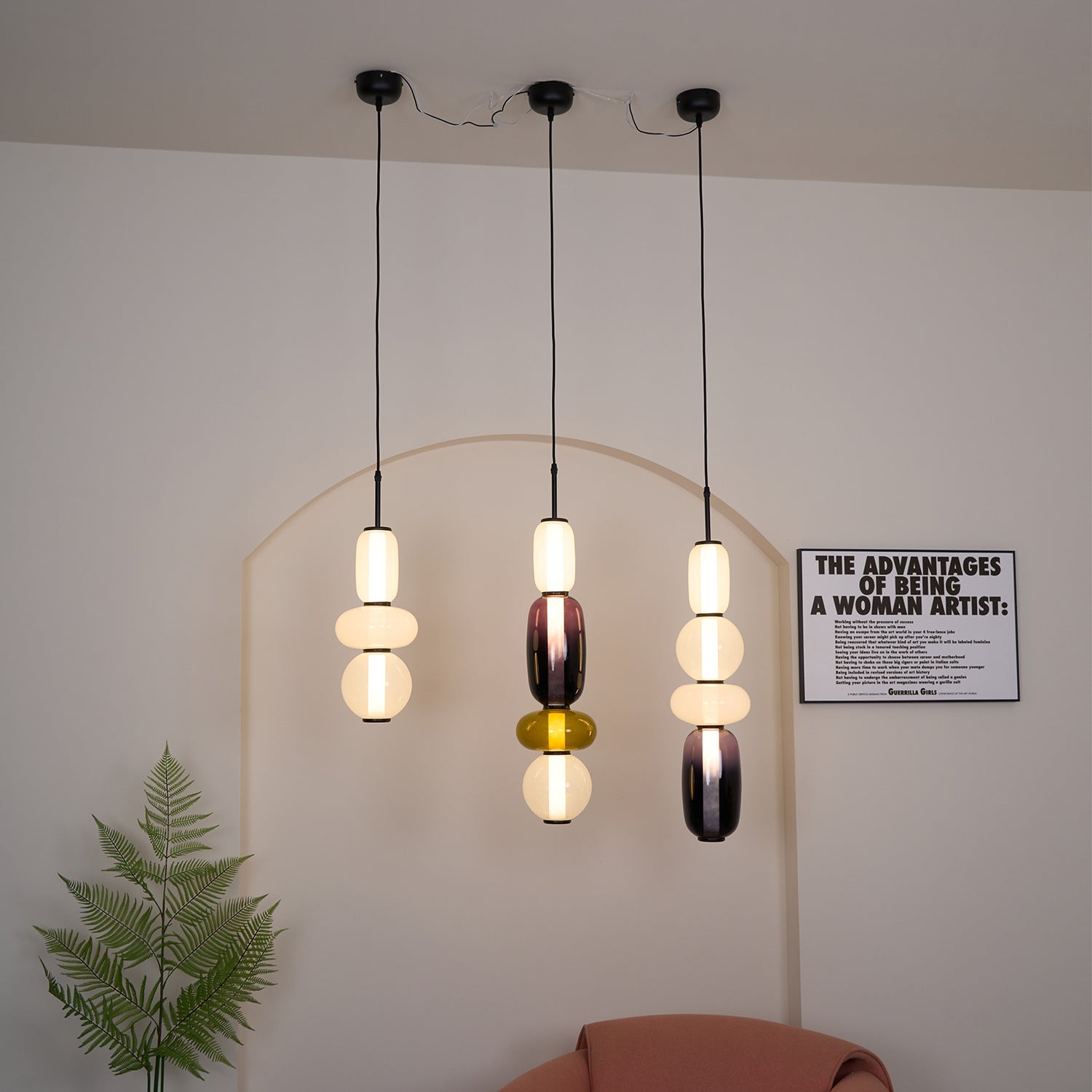 Moderne Pendelleuchte Kandierten Kieselsteinen Stil