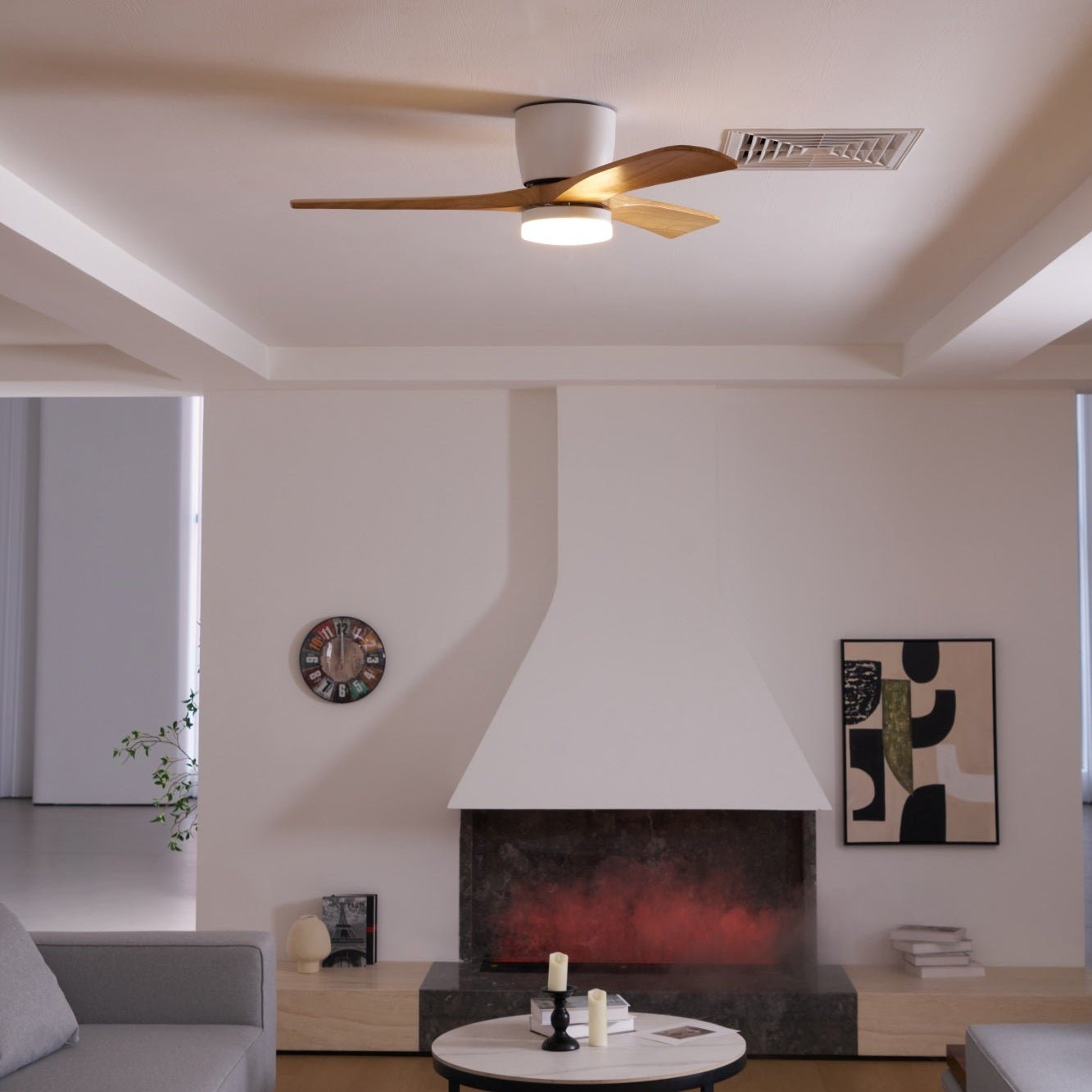 Moderner Deckenventilator Nordischen Stil mit 3 Flügeln und LED-Beleuchtung