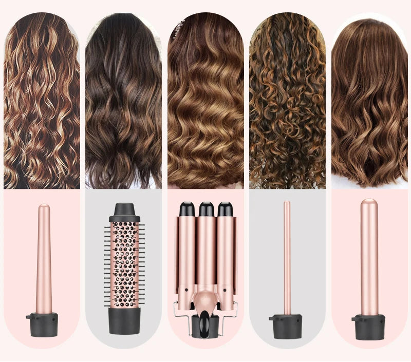 Austauschbares 5 in 1 Lockenstab Set