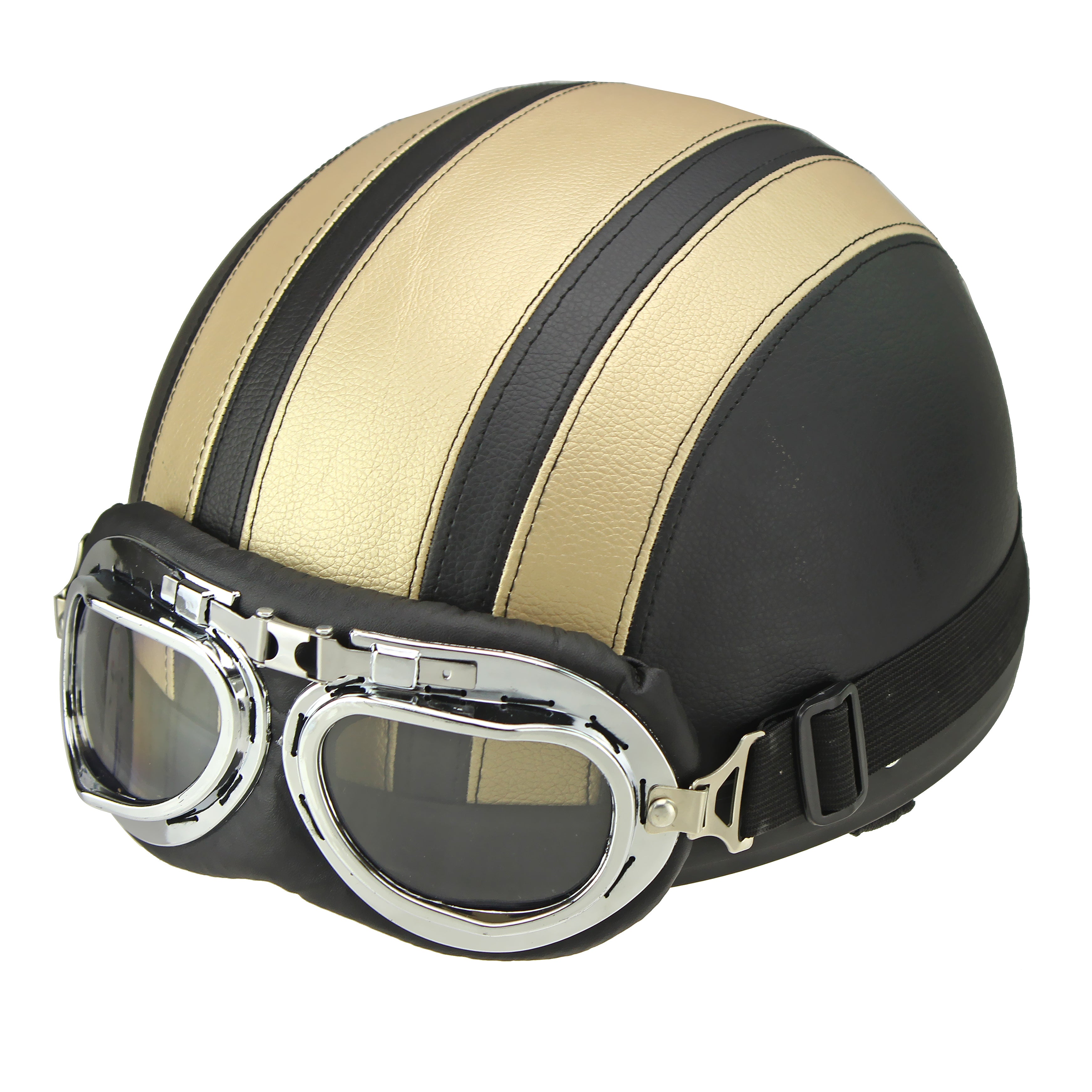 Retro-Halbgesichts-Motorradhelm mit Schutzbrille