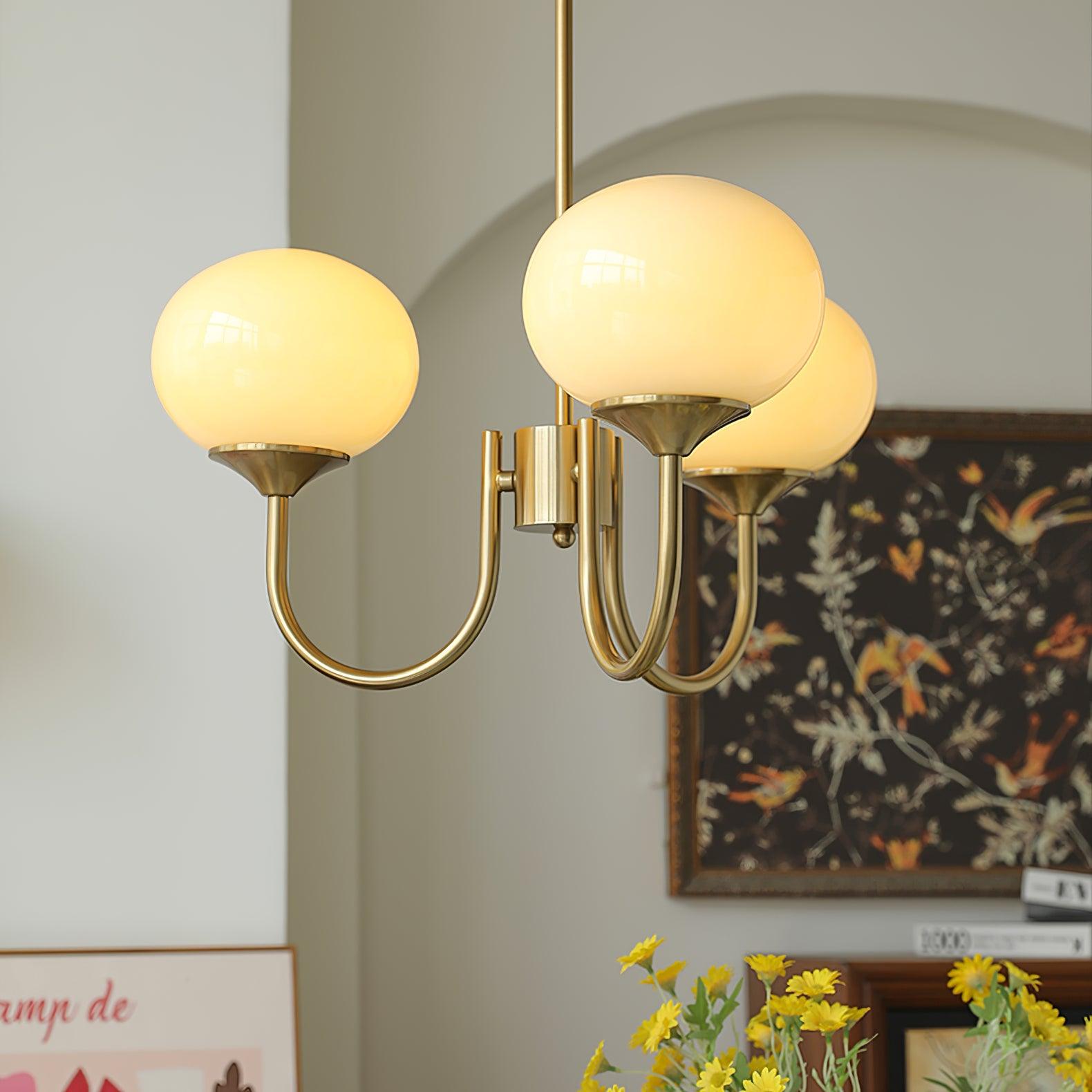 Variant image for Eleganter Gold Kronleuchter Modern mit Rosa Glasschirmen und LED Kompatibilität-2