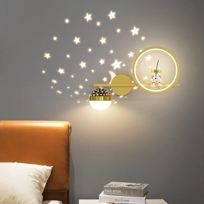 LED-Wandleuchte im nordischen Stil mit Stern- und Monddesign