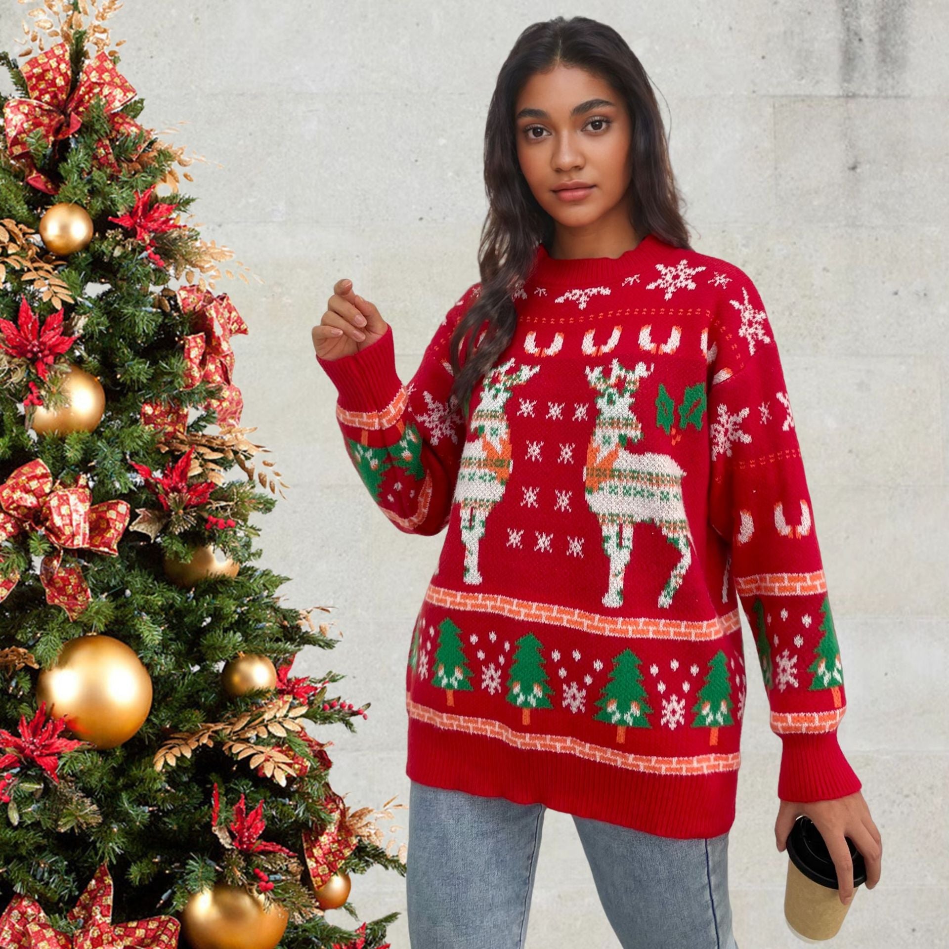 Gestrickt Weihnachtspullover Damen | Winter