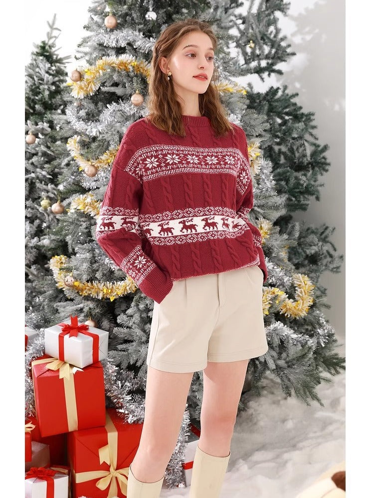 Vintage Weihnachtspullover Damen | Gestrickt