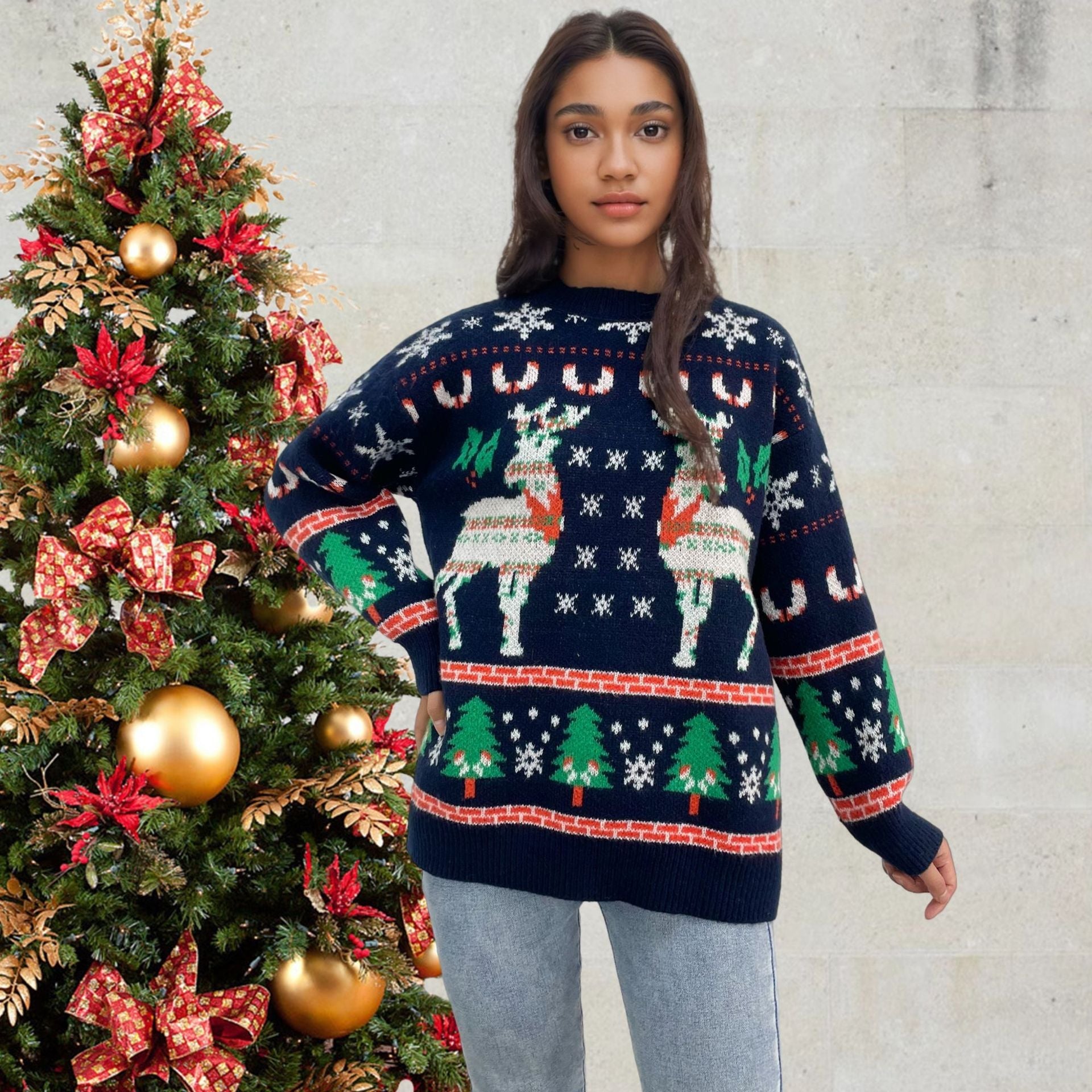 Gestrickt Weihnachtspullover Damen | Winter