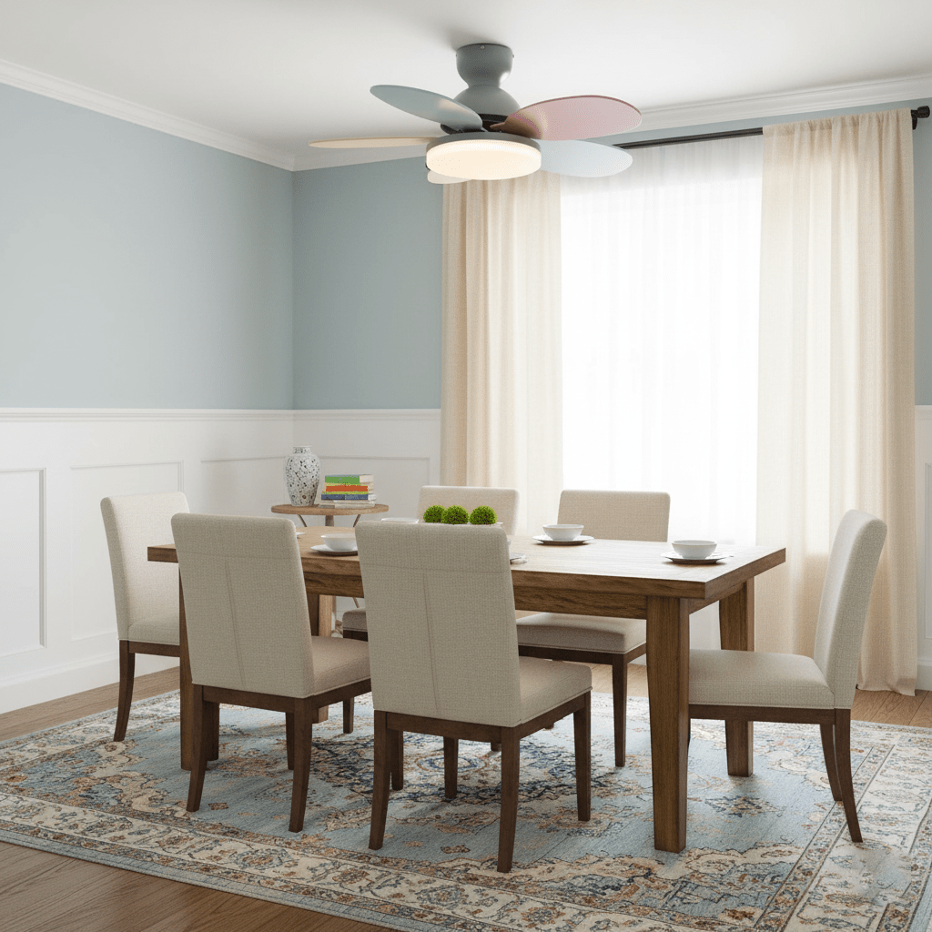 Bunter Deckenventilator im Blütenblatt-Stil mit Beleuchtung