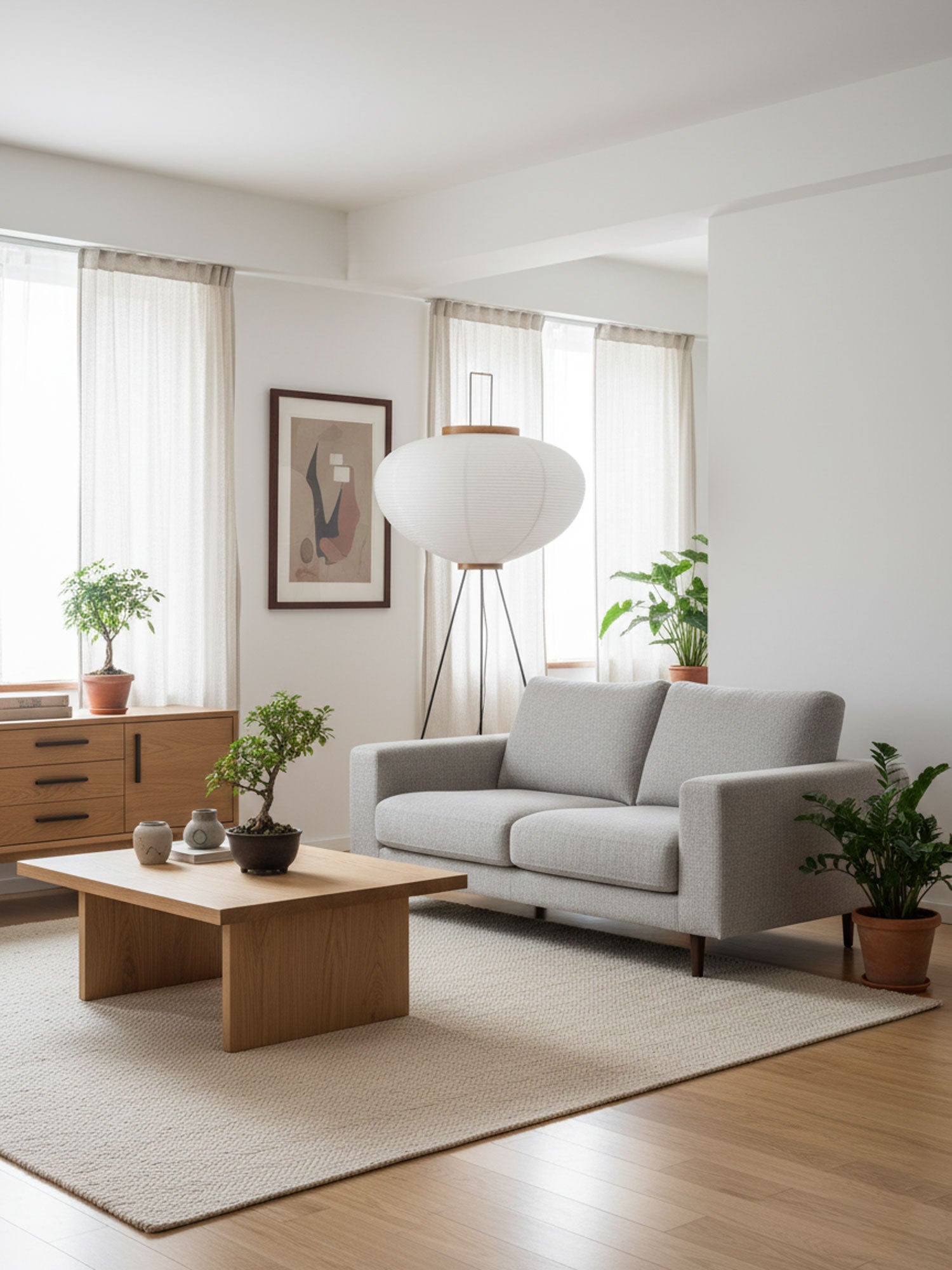 Skulpturale Japanisch Inspirierte Stehlampe