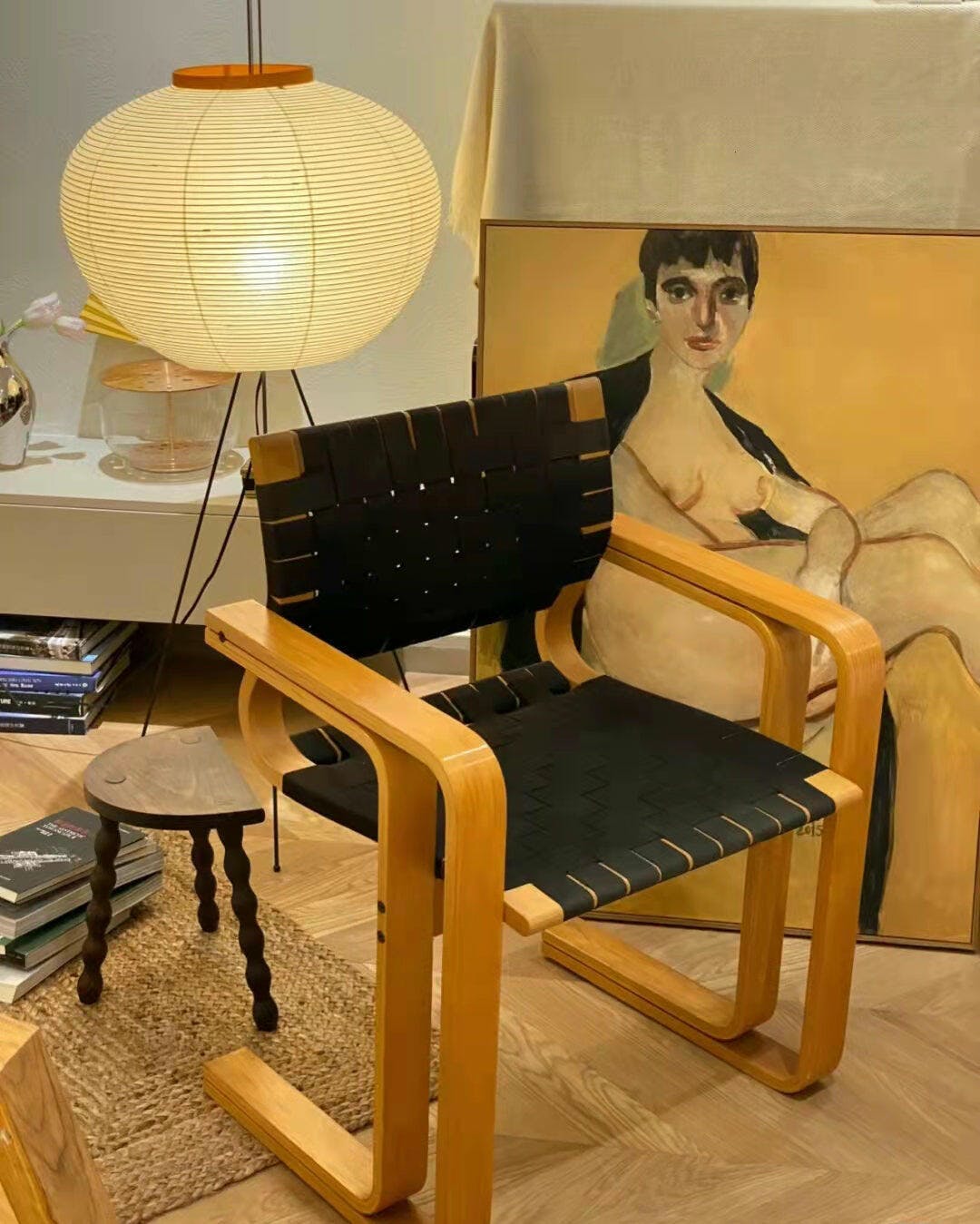 Skulpturale Japanisch Inspirierte Stehlampe