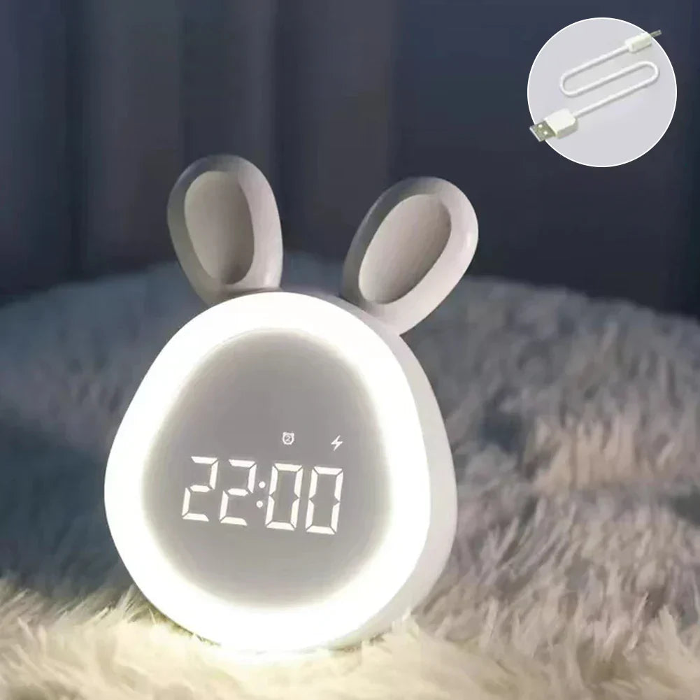 Digitaler LED-Wecker im Kaninchen-Design mit Nachtlicht
