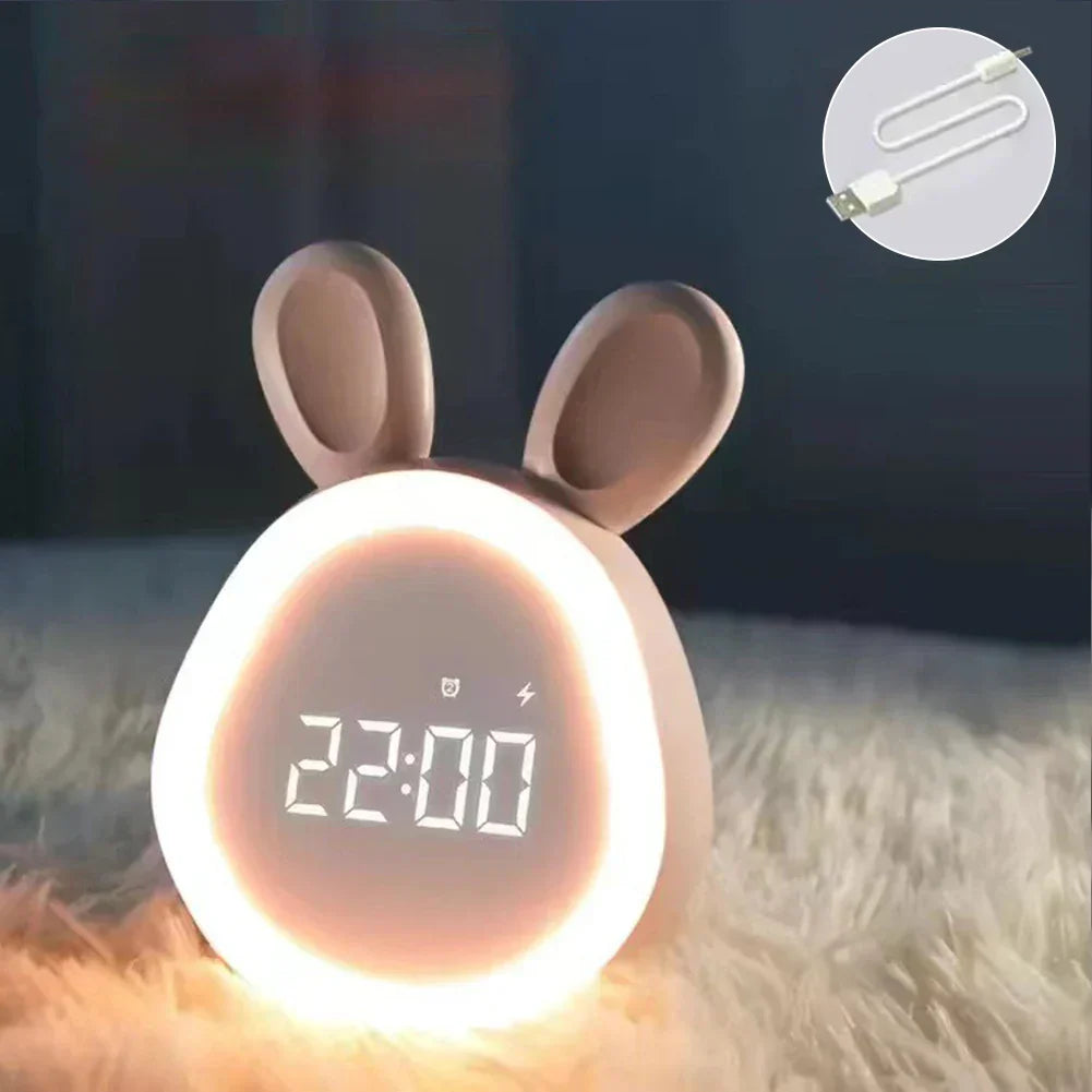 Digitaler LED-Wecker im Kaninchen-Design mit Nachtlicht