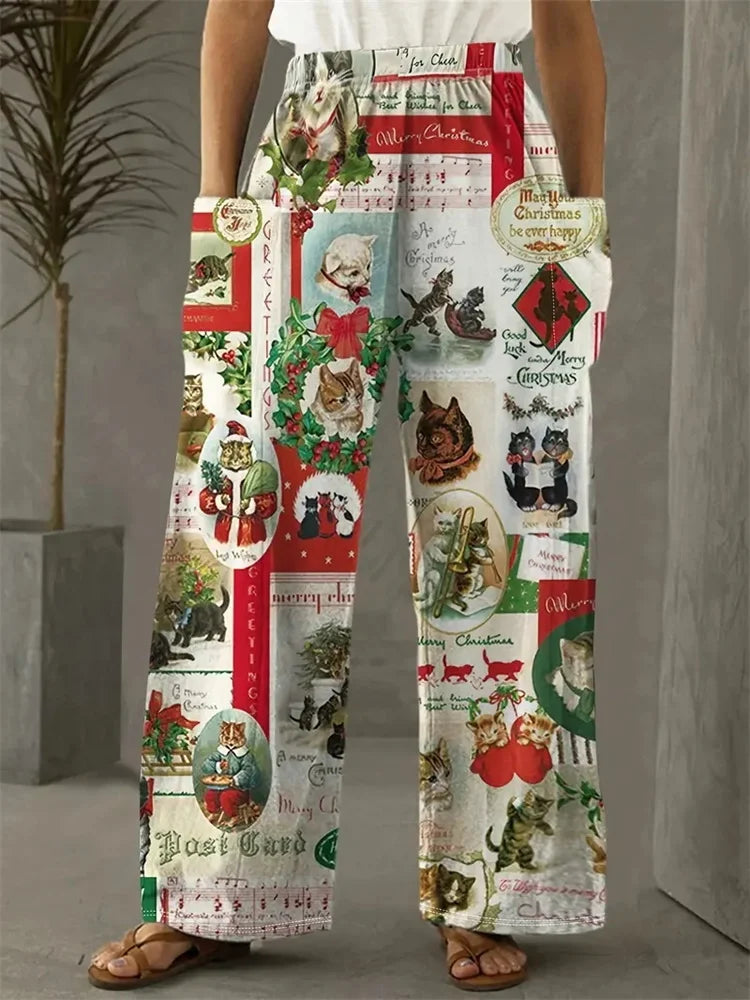 Weites Bein Weihnachtshosen Damen | Mode