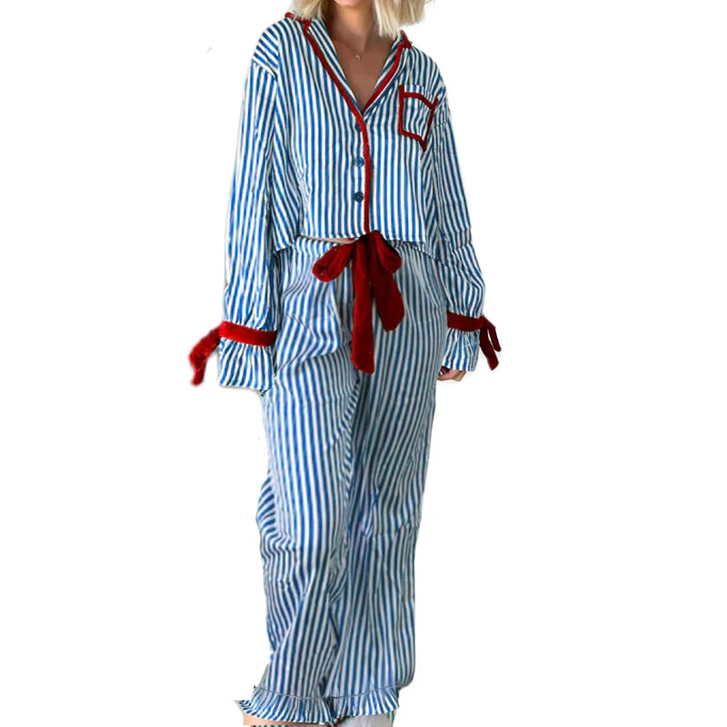 Weihnachtspyjama Damen Mit Schleife | Urlaubslounge