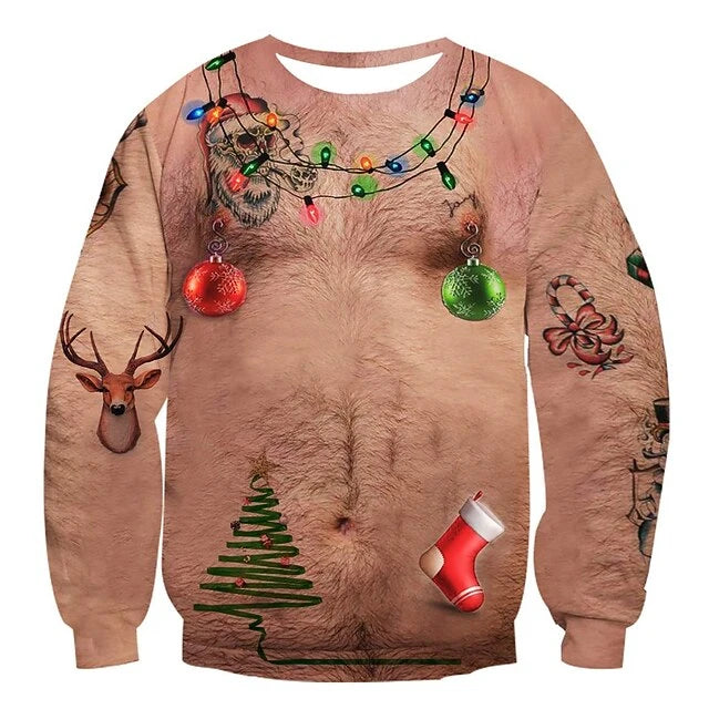 Winter Ugly Xmas Pullover Herren | Dicker Bauch