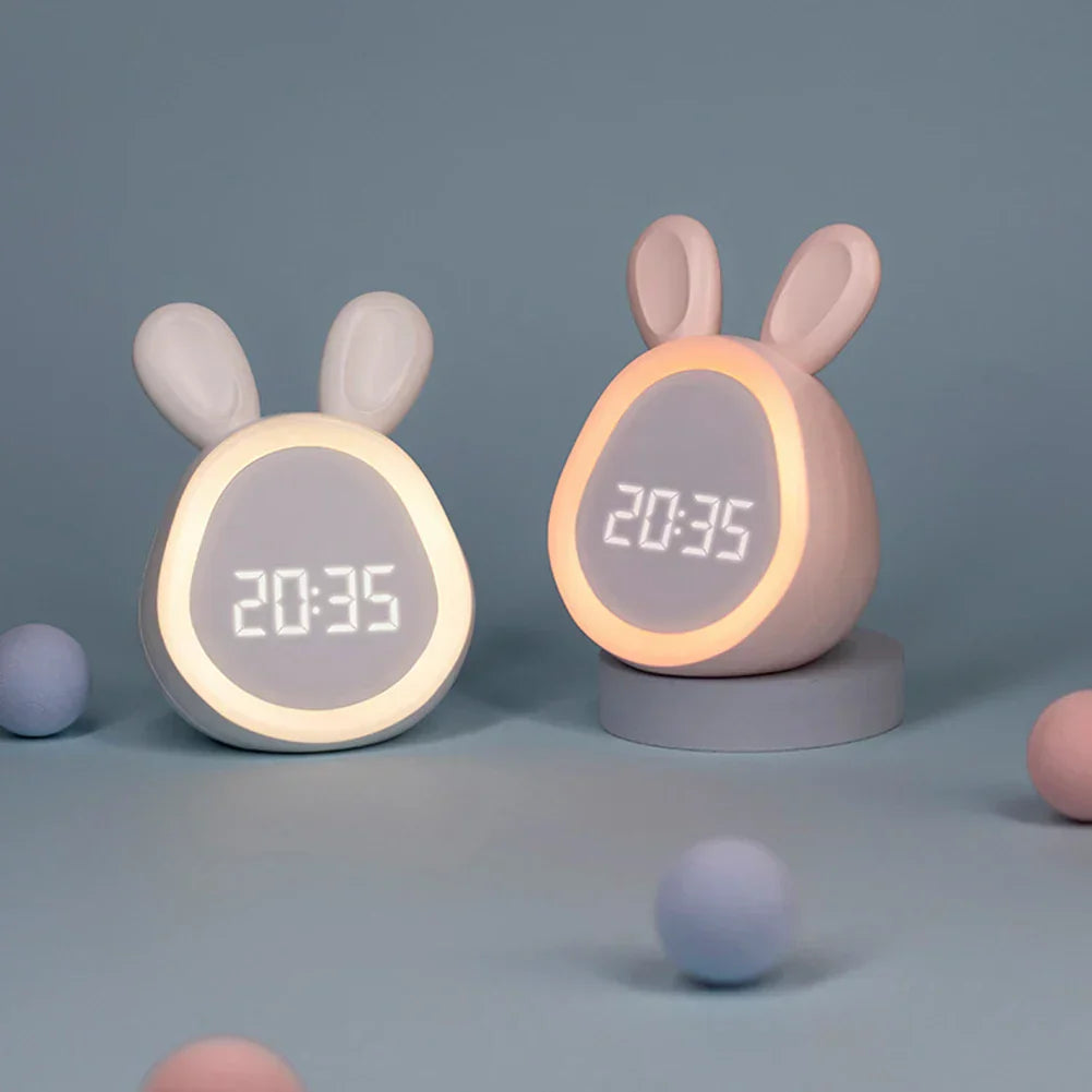 Digitaler LED-Wecker im Kaninchen-Design mit Nachtlicht