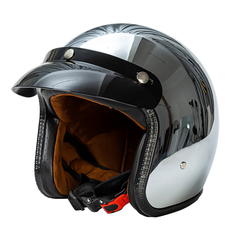 Stilvoller Offener Gesicht Motorradhelm im Silber