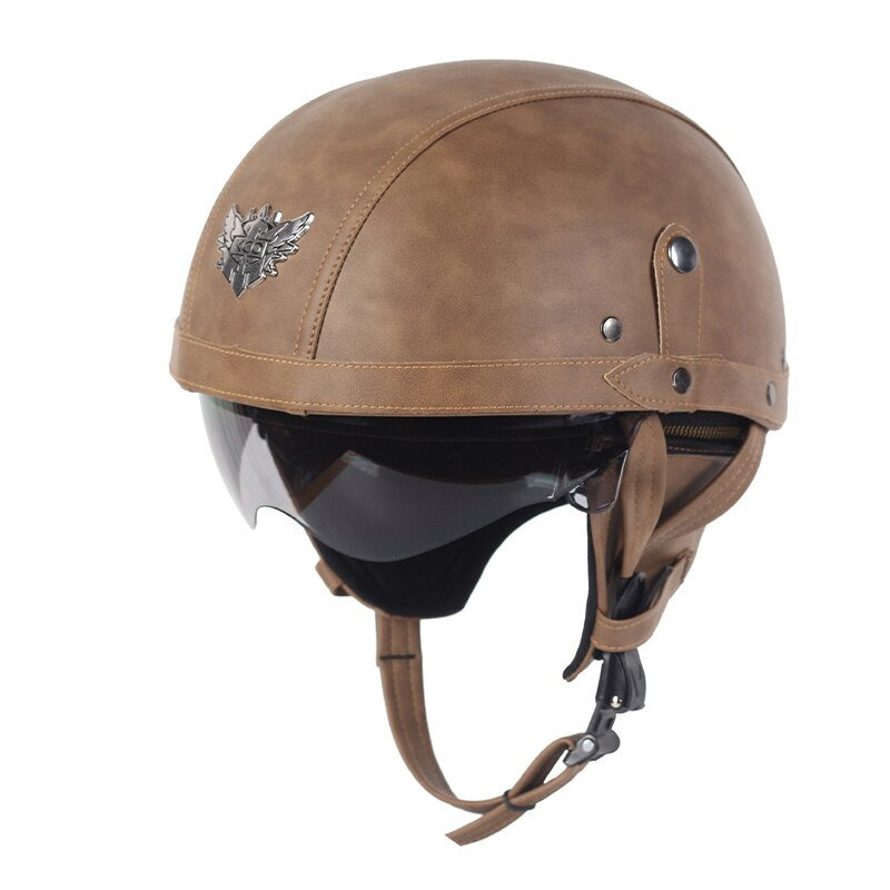Vintage Motorrad Halbhelm mit Schutzbrille