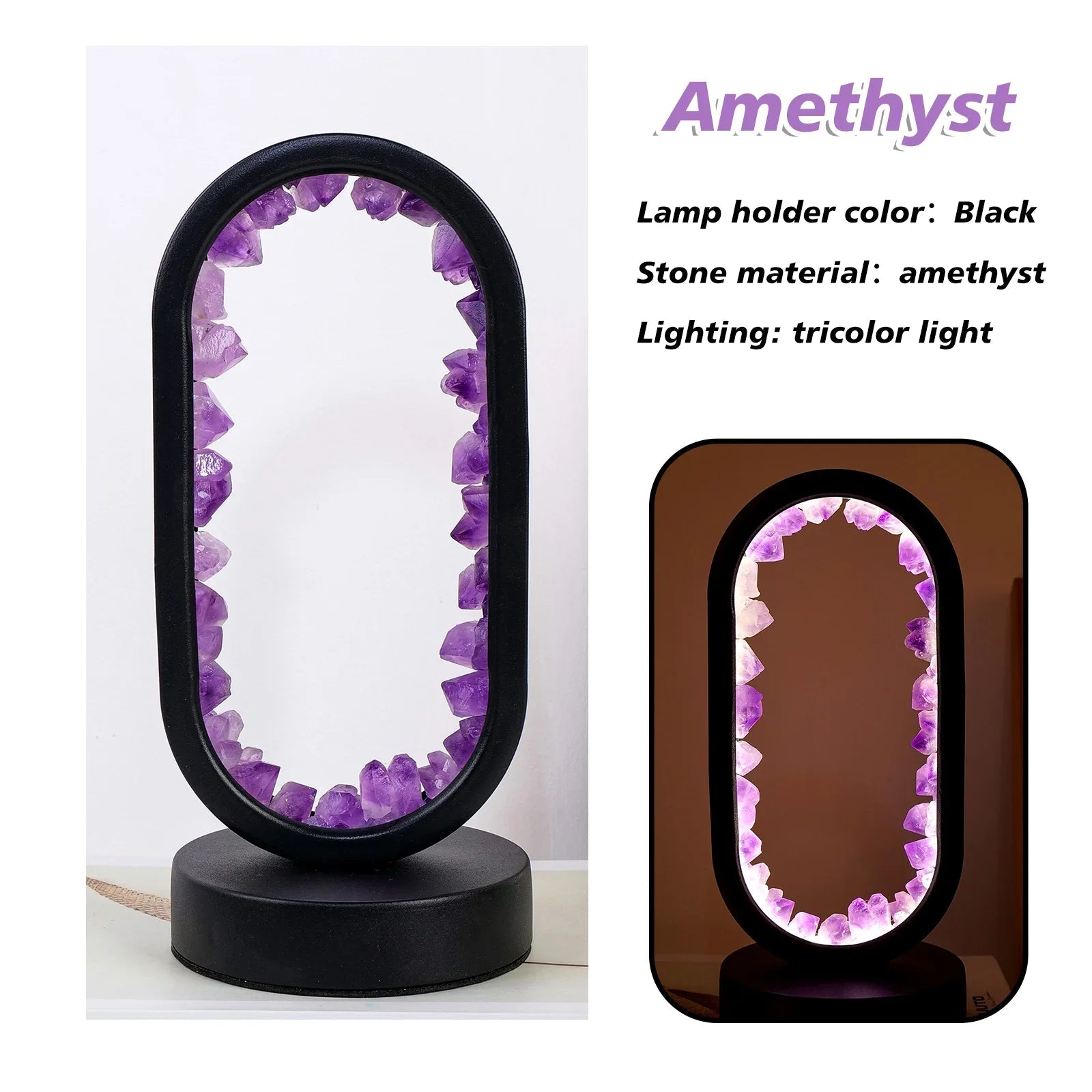 LumiGlow - Natürliche Amethyst-Lampe mit entspannender Lichtquelle für ruhige Atmosphäre