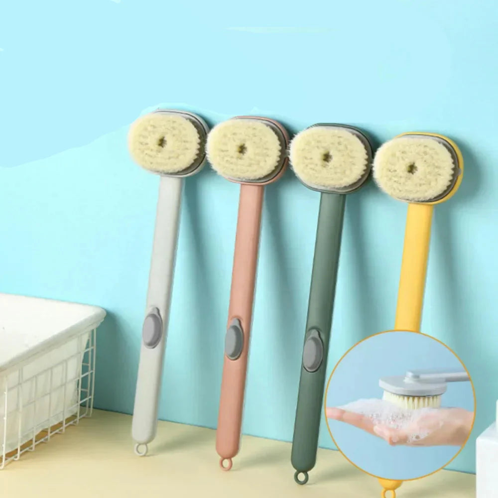 Peeling-Duschbürste mit integriertem Seifenspender