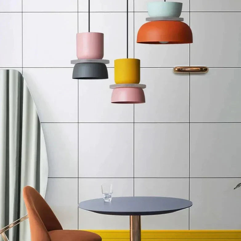 Moderne Bunte Pendelleuchte mit Schale Schirm