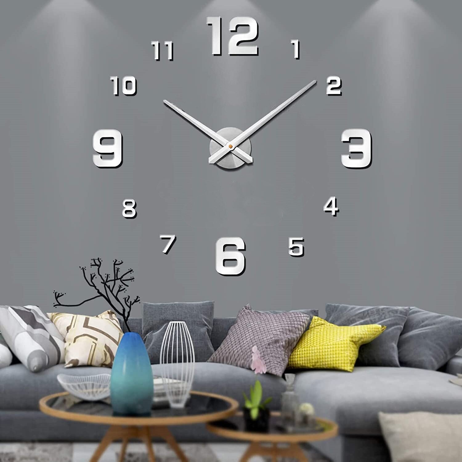 Moderne Rahmenlose Große 3D-Wanduhr