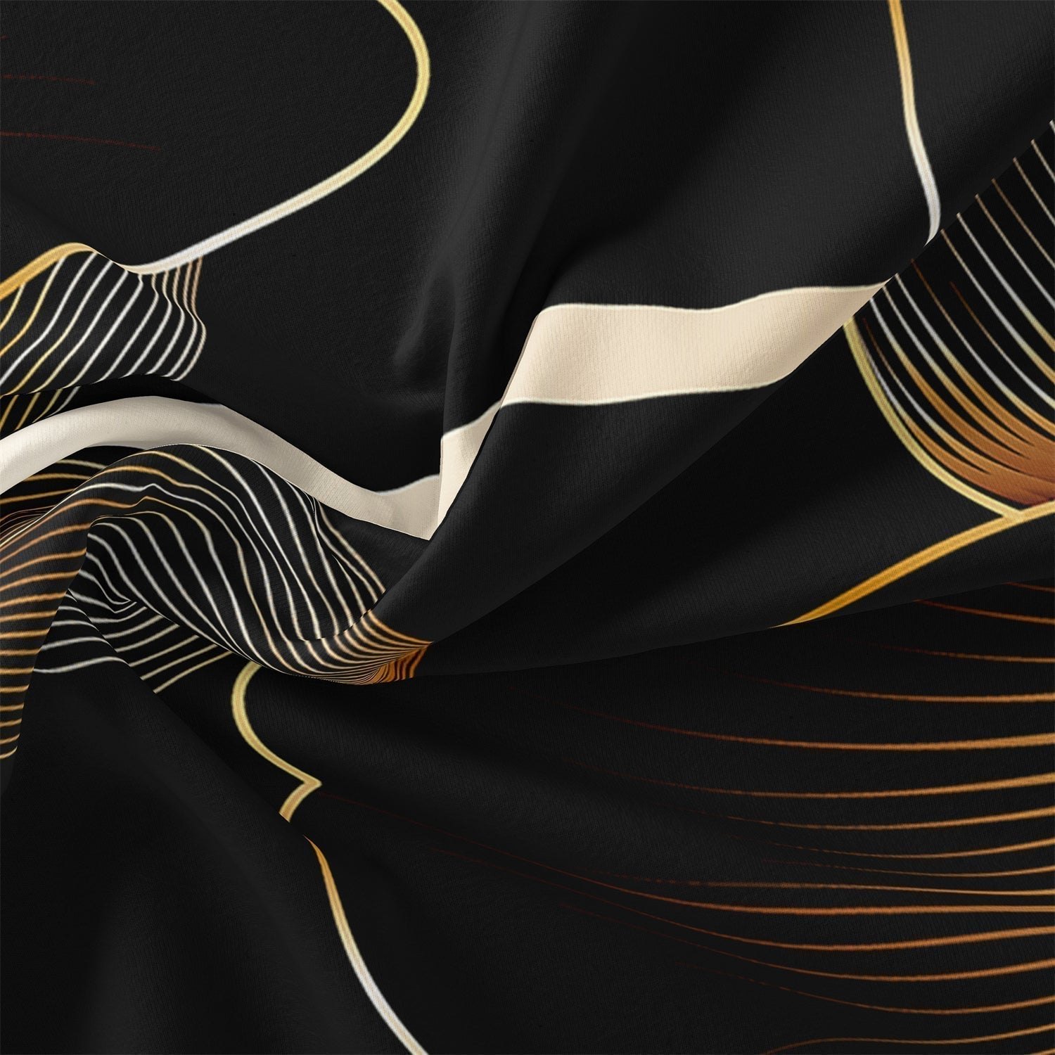 Luxuriöses Schwarz-Goldenes Blumen-Bettbezugsset