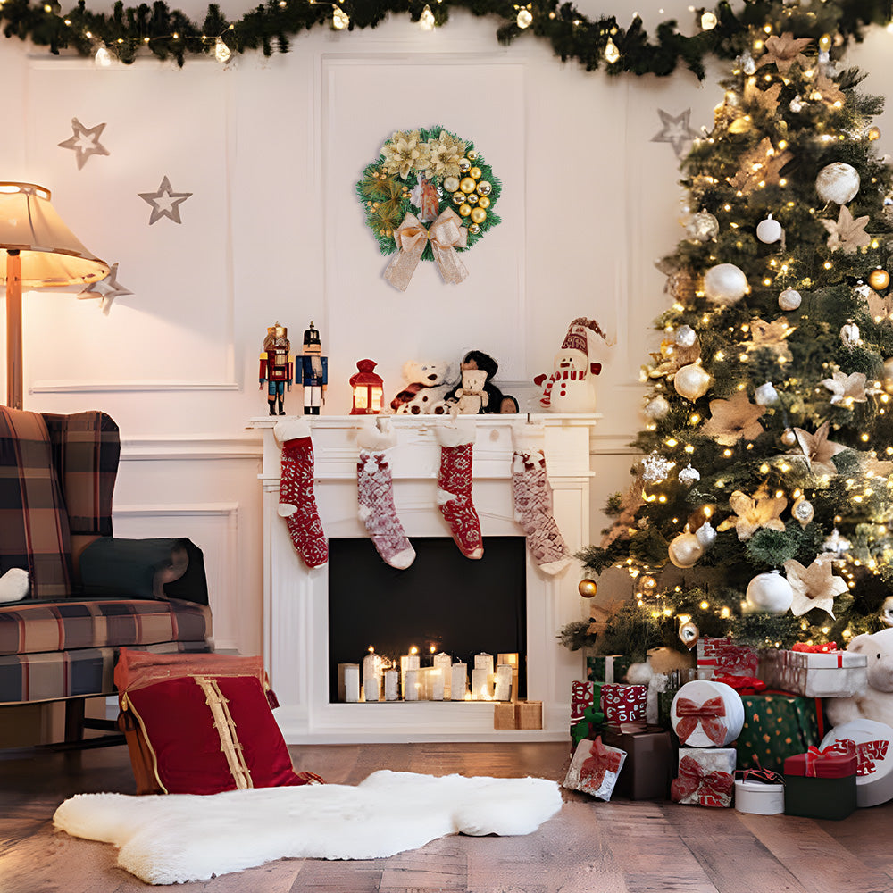 Weihnachtskranz-Ornamente mit Schleife