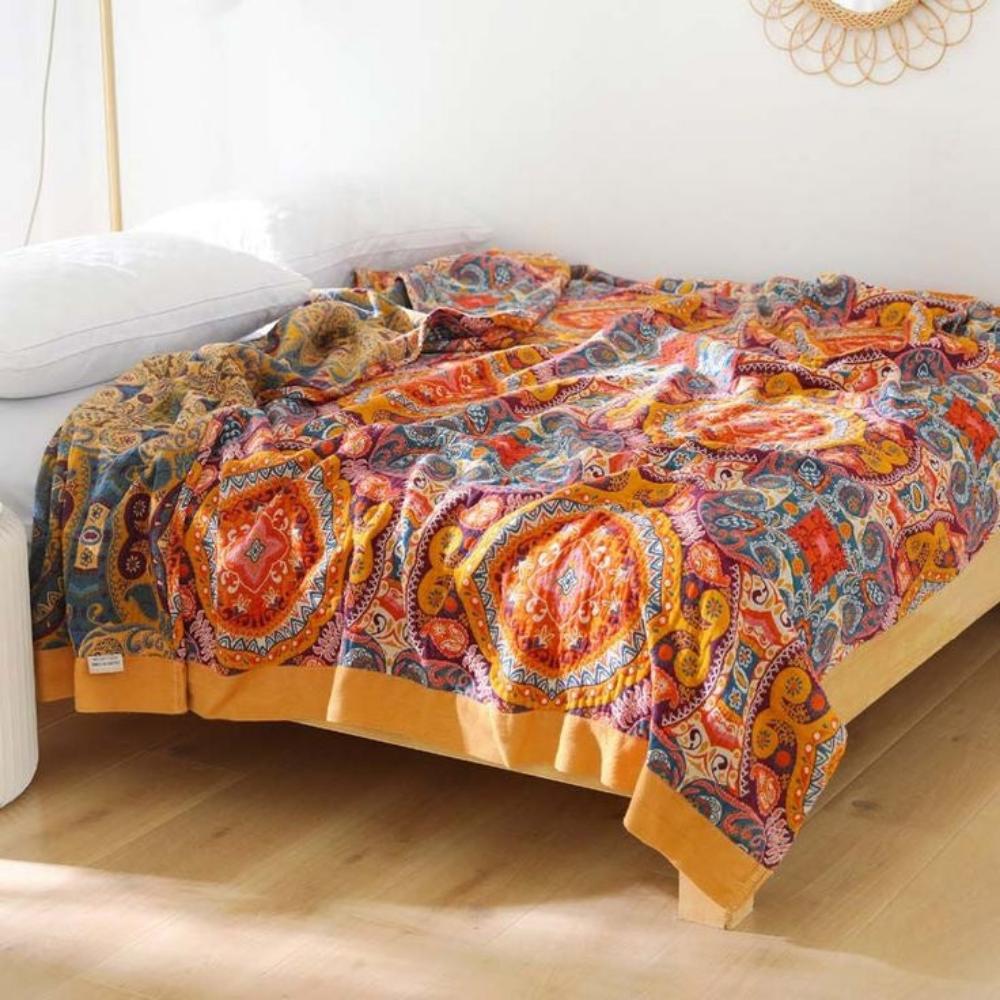 Mehrfarbige Boho-Wendedecke