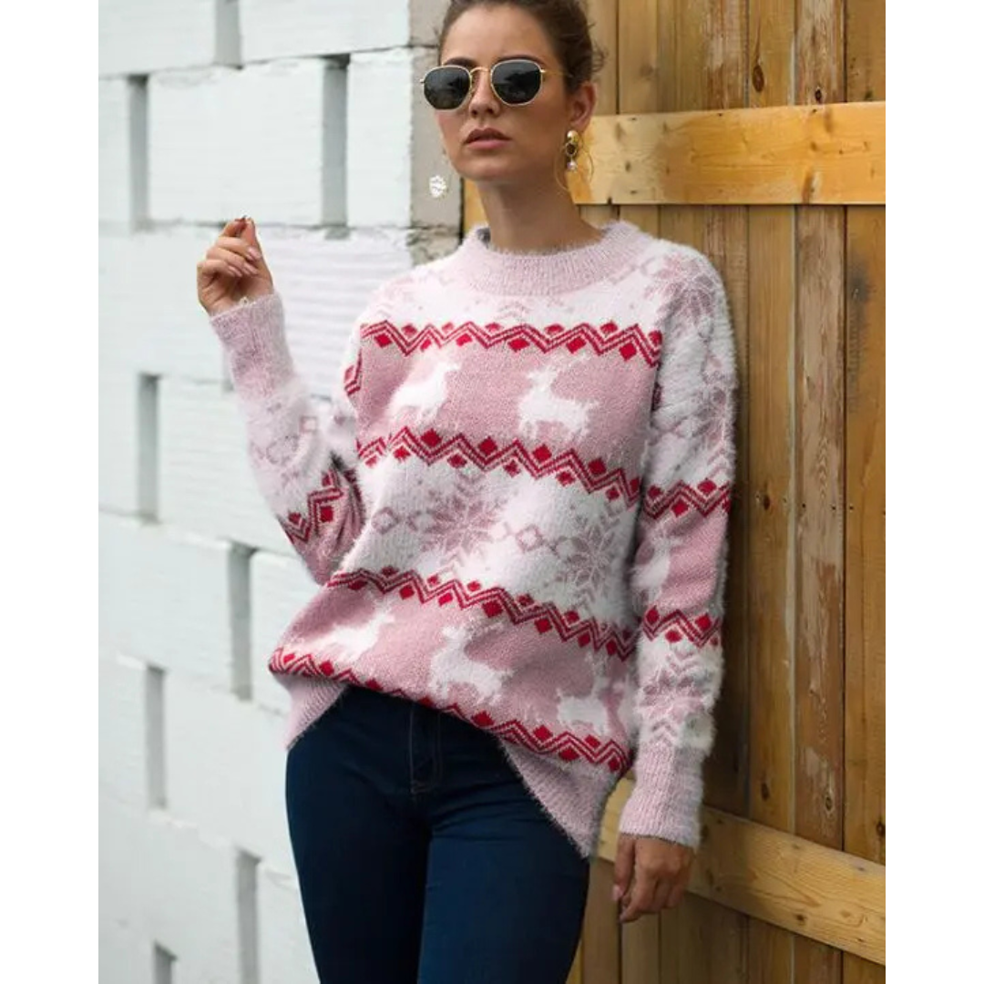 Rentier Weihnachtspullover Damen | Warme