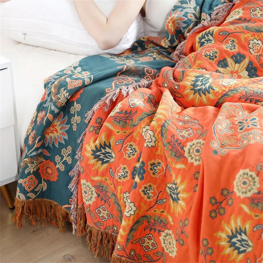 Wendbare Orange-Grüne Sofa-Decke