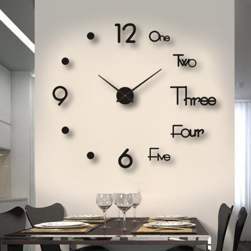 Moderne Rahmenlose Große 3D-Wanduhr