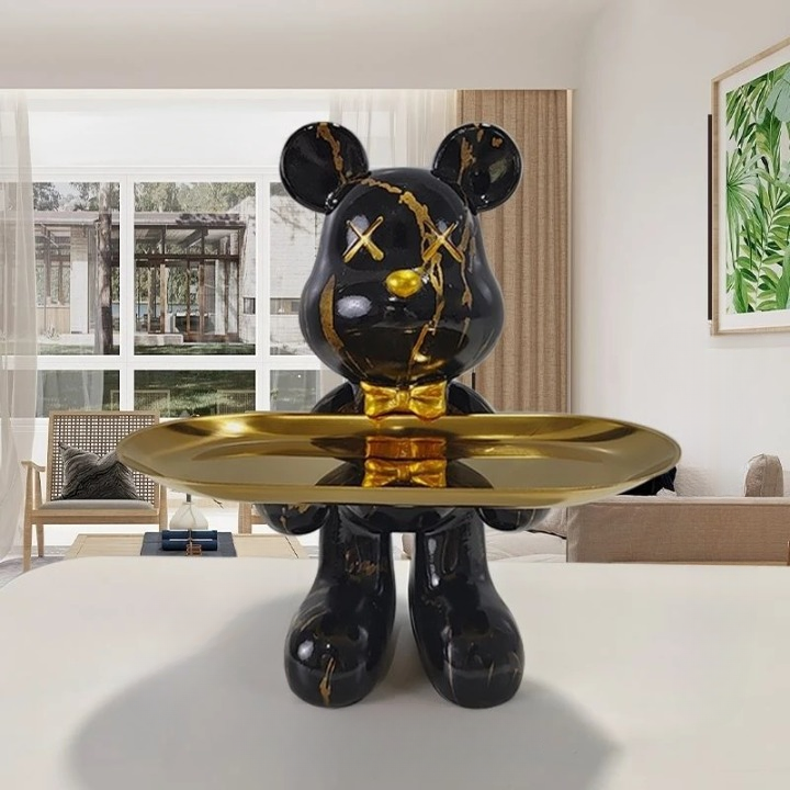 Abstrakte Bärenstatue mit Schlüsselhalterablage