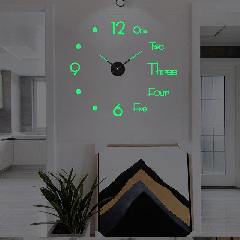 Moderne Rahmenlose Große 3D-Wanduhr