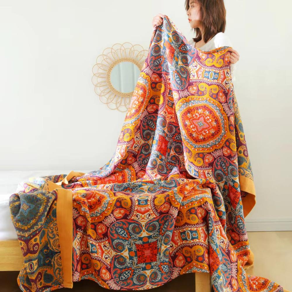 Mehrfarbige Boho-Wendedecke