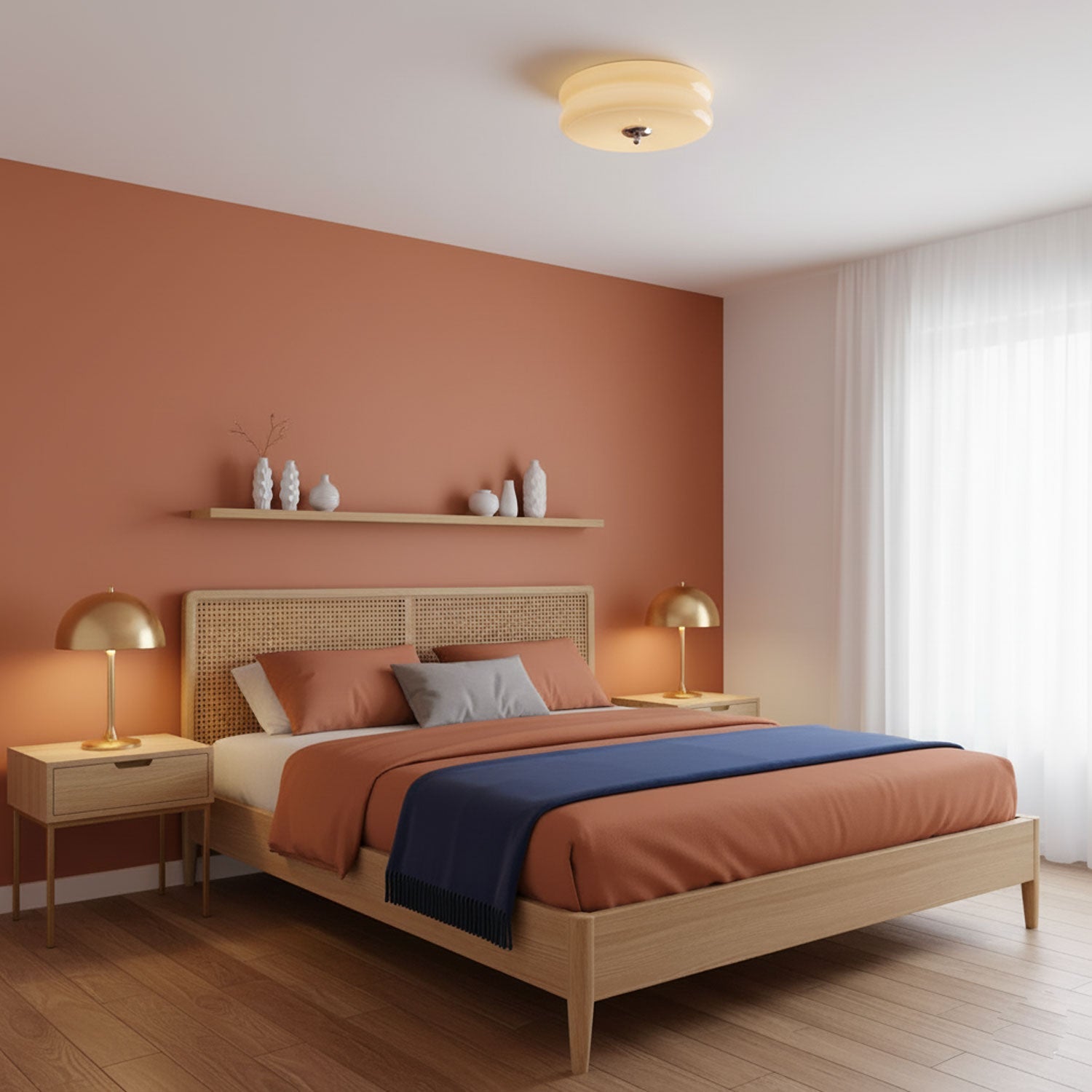 Vintage Deckenleuchte in Creme Rund